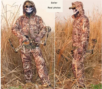 Мужской ветрозащитный маскировочный костюм с рисунком из осоки и камыша, охотничья одежда, подходящая для охоты на дикого гуся