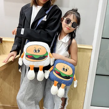 Мультяшная милая креативная сумка-мессенджер для гамбургеров, Корейская модная парусиновая сумка для родителей и детей