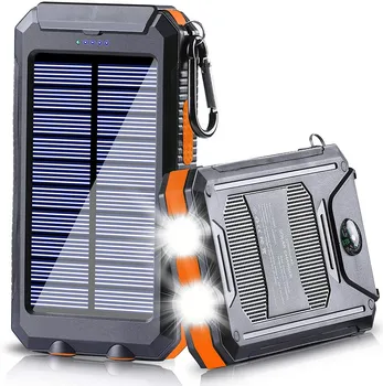 Набор инструментов для выживания в кемпинге на открытом воздухе, портативное водонепроницаемое солнечное зарядное устройство емкостью 20000 мАч со светодиодными фонариками USB для приключений