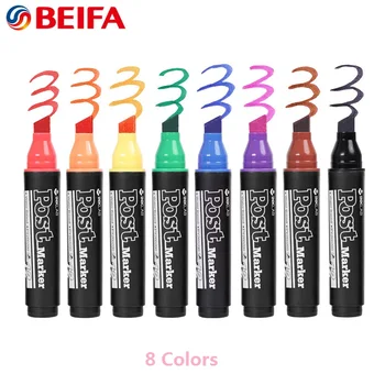 Набор маркеров для плакатов BEIFA 8 Цветов, Водонепроницаемые перманентные Перья 6-18 мм, маркеры для граффити С наклонной головкой, Краска Для Каменного Стекла, Шин