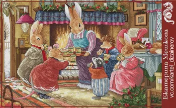 Наборы для вышивания крестиком, набор для вышивания крестиком, нитки для вышивания, иглы для вышивания, Вкусная еда кролика Питера 55-40