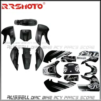 Наклейки KLX110 + наборы черных крыльев для Kawasaki KLX110 и KX65 MOTO Dirt Pit Bike Запчасти