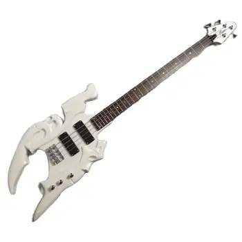Настройка 24 ладов 5-струнной электрической бас-гитары Белый корпус Гриф из розового дерева Хромированная фурнитура Ограниченная серия