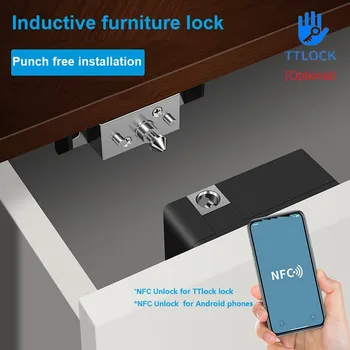 Невидимый Электронный Замок Smart Wood Door Lock Бесключевая IC-карта TTlock App Разблокировка Шкафа, Шкафчика, Мебельного Ящика Smart Locks