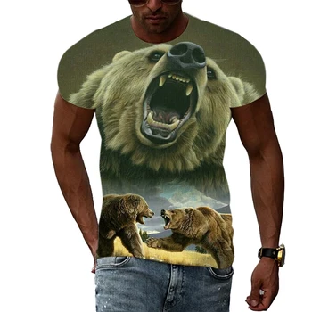 Новая летняя мода Tide, повседневные футболки с рисунком Медведя, топы с коротким рукавом в стиле хип-хоп, круглый вырез, топы с круглым вырезом