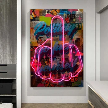 Новейшая картина на холсте с граффити, провокационные отпечатки плакатов со средним пальцем, настенные художественные фотографии для подростков Etsy Прямая поставка