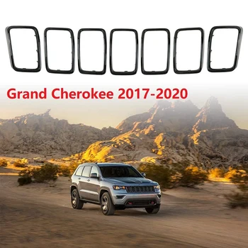 Новинка-7 шт. Глянцевое черное кольцо для гриля, вставки для передней решетки, комплект отделки крышки для Jeep Grand Cherokee 2017-2020