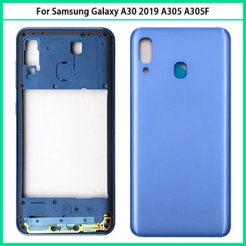 Новинка Для Samsung Galaxy A30 2019 A305 A305F Средняя Рамка A30 Задняя Крышка Батарейного Отсека Задняя Дверь Корпус Чехол Клейкая Замена
