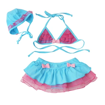 Новые летние комплекты Бикини-танкини с оборками для маленьких девочек в горошек со шляпой, детский купальник-двойка, пляжный купальный костюм