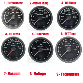 Новый Гоночный Датчик GReddi RGB 64K Colors Racing с Режимом ЗАПУСКА Turbo Boost Температурой воды и масла Вакуумный Пресс EGT Напряжение Топливного Пресса