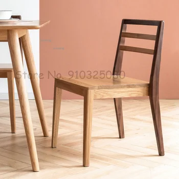Обеденные стулья для маленькой квартиры из массива дерева, современный минималистичный стул для спальни со спинкой, складной стул для ресторана Nordic