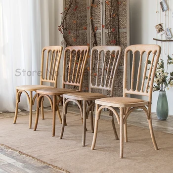Обеденный стул в скандинавском стиле, стул для гостиной в американском стиле Кантри, домашние обеденные стулья со спинкой, деревянная Простая Домашняя Кухонная мебель