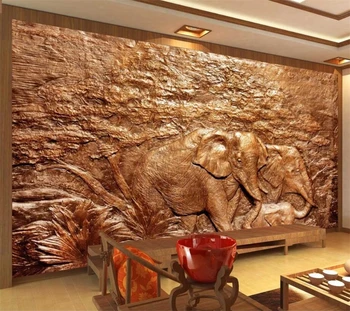 Обои wellyu papel de parede на заказ, 3d крупномасштабная фотообоя, рельефная скульптура ручной росписи, обои для гостиной со слоном
