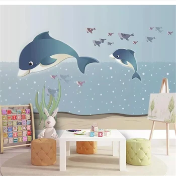 обои wellyu на заказ, Морской кит, Стена детской комнаты, Креативная наклейка на стену в скандинавском стиле, Декоративная роспись, обои