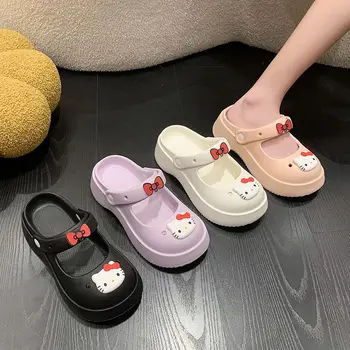 Обувь Kawaii Sanrio с милым рисунком Hellokittys, Летние нескользящие удобные тапочки, милый подарок в стиле аниме на День рождения
