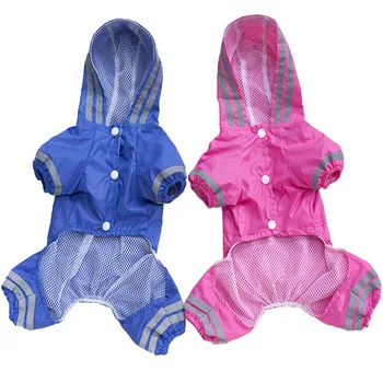 Одежда для домашних животных S-XL, плащи с капюшоном, Светоотражающая полоса, дождевик для собак, водонепроницаемые куртки, уличная дышащая одежда для щенков