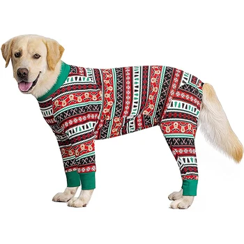 Одежда для собак с мультяшным принтом, Рождественский узор, свитер с четырьмя лапами, пижама для собак среднего размера, Одежда после операции