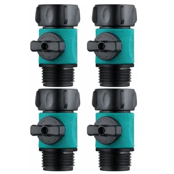 Отключающий клапан Соединитель шланга Оборудование для замачивания Запорный клапан для водяного шланга 3/4 дюйма 4шт Аксессуар из АБС пластика Прочный