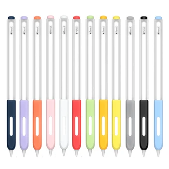 Пенал для Apple Pencil 2-го поколения Cover Sleeve, силиконовый полупрозрачный двухцветный, с 10 силиконовыми накладками на кончики