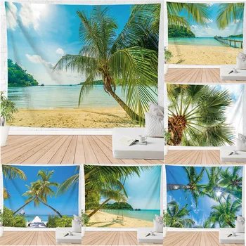 Пляжный гобелен, висящий на стене, тропический рай, украшение дома, Гавайи, кокосовая пальма, богемный гобелен для спальни