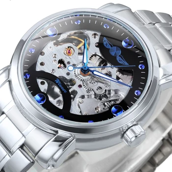 Победитель Blue Ocean Модные Повседневные Дизайнерские Часы со Скелетом из нержавеющей Стали Мужские Часы Лучший Бренд Класса Люкс Автоматические Часы Подарок
