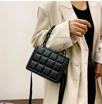 Повседневные женские мини-сумки для рук, кошелек с клапаном, модная женская клетчатая однотонная сумка-мессенджер из искусственной кожи через плечо
