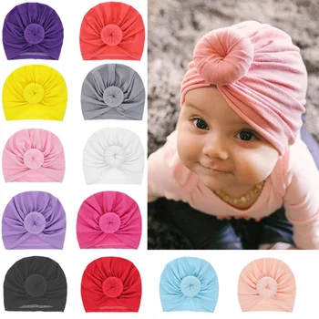 Повязки на голову для младенцев из цельного хлопка, повязка-тюрбан для девочек, Эластичная шапочка-бини, головные уборы, детские аксессуары для волос