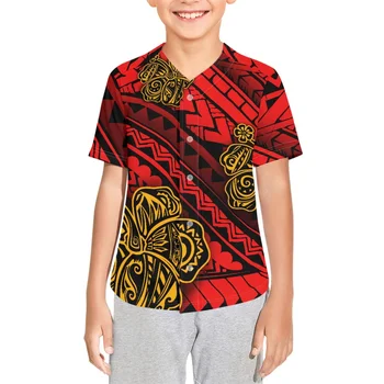 Полинезийская племенная Гавайская татуировка с тотемом, Гавайские принты, детская одежда в стиле хип-хоп, кардиган, бейсбольная рубашка, уличная одежда для мальчиков, одежда для танцев