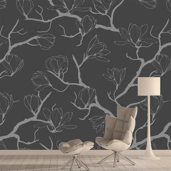 Пользовательские 3D обои Фреска Черно-серое дерево Природа Гостиная Обои для дома ТВ Фон Стены Виниловые обои для украшения стен