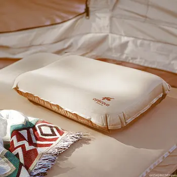 Портативная Удобная для хранения Автоматическая надувная подушка для кемпинга, 3D Удобная подушка с высокой эластичной спинкой, Хлопковая подушка