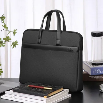 Портфель для делового компьютера, сумка для документов, холщовая черная сумка, сумка для конференций, водонепроницаемое хранилище документов