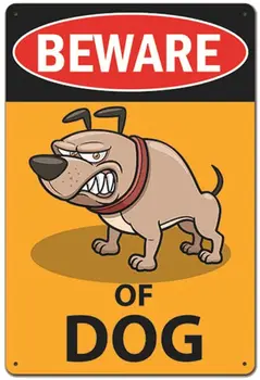 Предупреждающие металлические жестяные знаки с собакой Винтажный плакат Остерегайтесь собак Ретро жестяные тарелки Наклейки на стены для украшения дверей сада семейного дома