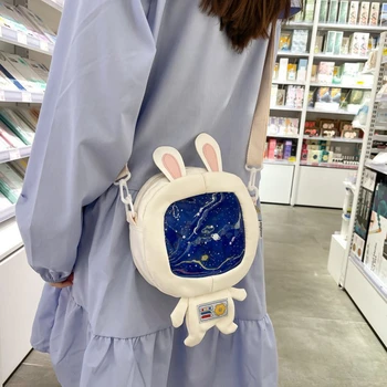 Прекрасный дизайн космического кролика, сумка через плечо для девочек, сумка через плечо с милым мультяшным кроликом-астронавтом, кошельки, сумки, женская сумка-клатч