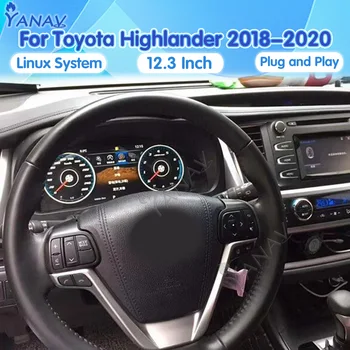 Приборная Панель Автомобиля Linux System Для Toyota Highlander 2018-2020 12,3-Дюймовый ЖК-Приборный Сенсорный IPS Цифровой Кластерный Измеритель Скорости