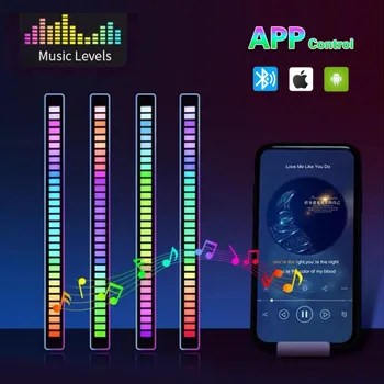 Приложение Bluetooth Музыкальный ритм Свет Светодиодные панели Свет управления звуком автомобиля Светодиодная лента Свет Бар Атмосфера Свет RGB Красочная трубка