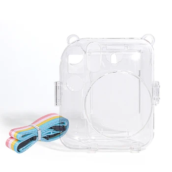 Прозрачный чехол Caiul для фотоаппарата мгновенной печати Fujifilm Instax Mini 12 с карманом для пленки и регулируемым плечевым ремнем (прозрачный)