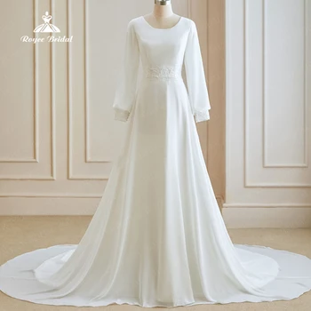 Простые свадебные платья с круглым вырезом для невесты, Классические аппликации, Vestido De Noiva, свадебные платья в стиле Бохо с открытой спиной, Пляжные