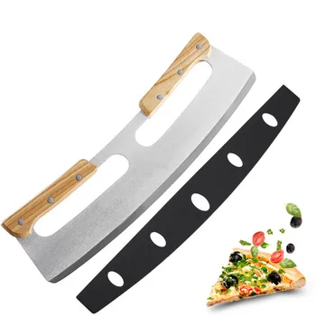 Резак для пиццы из нержавеющей стали с деревянной двойной ручкой Креативная Тесторезка Резак для пирогов Кухонная Утварь Нож для Лапши Инструмент для выпечки