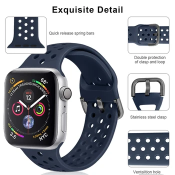 Ремешок для Apple Watch band 38 мм 42 мм iWatch 4 band 44 мм 40 мм Спортивный силиконовый ремешок-браслет correa Apple watch 5 4 3 2 Аксессуары
