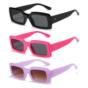 Ретро Маленькие прямоугольные солнцезащитные очки для женщин и мужчин, модные очки желеобразного цвета, мужские солнцезащитные очки UV400, квадратные фиолетовые солнцезащитные очки
