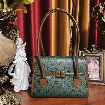 Роскошная брендовая ретро-сумка, женская сумка 2023, новая легкая роскошная сумка с замком контрастного цвета, сумка-мессенджер на одно плечо