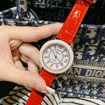 Роскошные керамические женские часы в японском стиле, инкрустированные бриллиантами, Модные Кожаные Водонепроницаемые кварцевые Элегантные часы В подарок