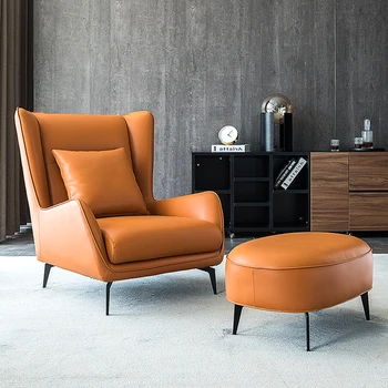 Роскошный кожаный диван-кресло из микрофибры, уютный односпальный диван, итальянский минималистичный диван для гостиной, кресло для отдыха, простой современный диван