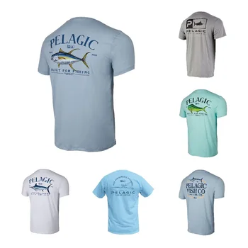 Рубашка для рыбалки, летняя рубашка с коротким рукавом UPF50, Быстросохнущая Дышащая одежда для рыбалки, спортивная одежда, рубашка для рыбалки с защитой от ультрафиолета