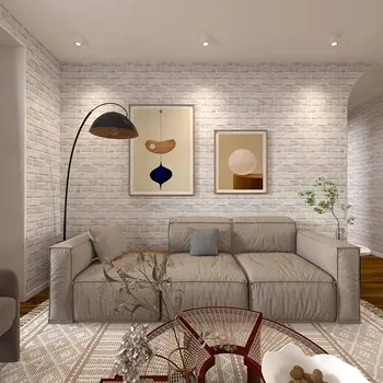 Рулон обоев Brick 3D из самоклеящейся водонепроницаемой контактной бумаги белого цвета, текстурированная съемная наклейка на стену в гостиной