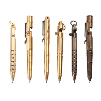 Ручка с болтовым действием, Карманная ручка EDC, набор инструментов для выживания из твердой латуни, Металлическая ручка, мужская Тактическая ручка для самообороны, Защитное приспособление для ручки