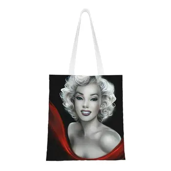Сексуальные сумки-тоут с милым принтом от Мэрилин Монро, сумки для покупок из переработанного холста, сумка для покупок в стиле абстрактного поп-арта