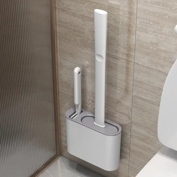 Силиконовая щетка для унитаза с держателем Набор TPR Туалетная щетка и держатель Настенная туалетная щетка с силиконовой щетиной для пола