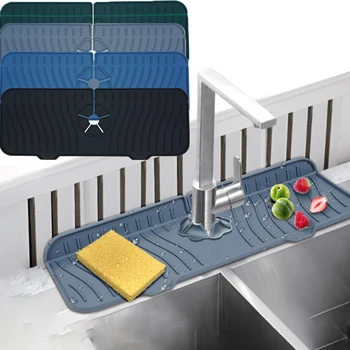 Силиконовый коврик для защиты от брызг смесителя для раковины, Водосборник для крана, ручка для крана, поддон для сбора капель, сушильный коврик для кухонной раковины в ванной комнате