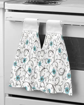 Синее полотенце для рук с цветочным рисунком для кухни, впитывающая салфетка для мытья посуды, полотенце из микрофибры для ванной комнаты